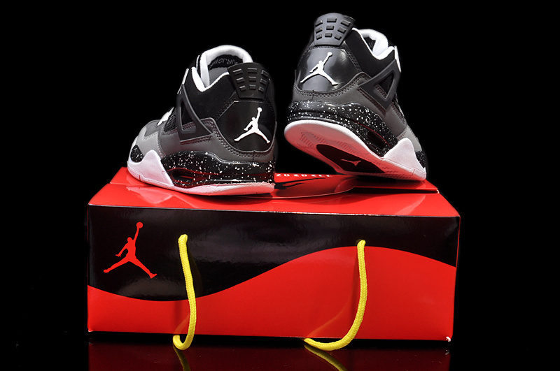 Air Jordan 4 Women Shoes Black/White/Gray Online